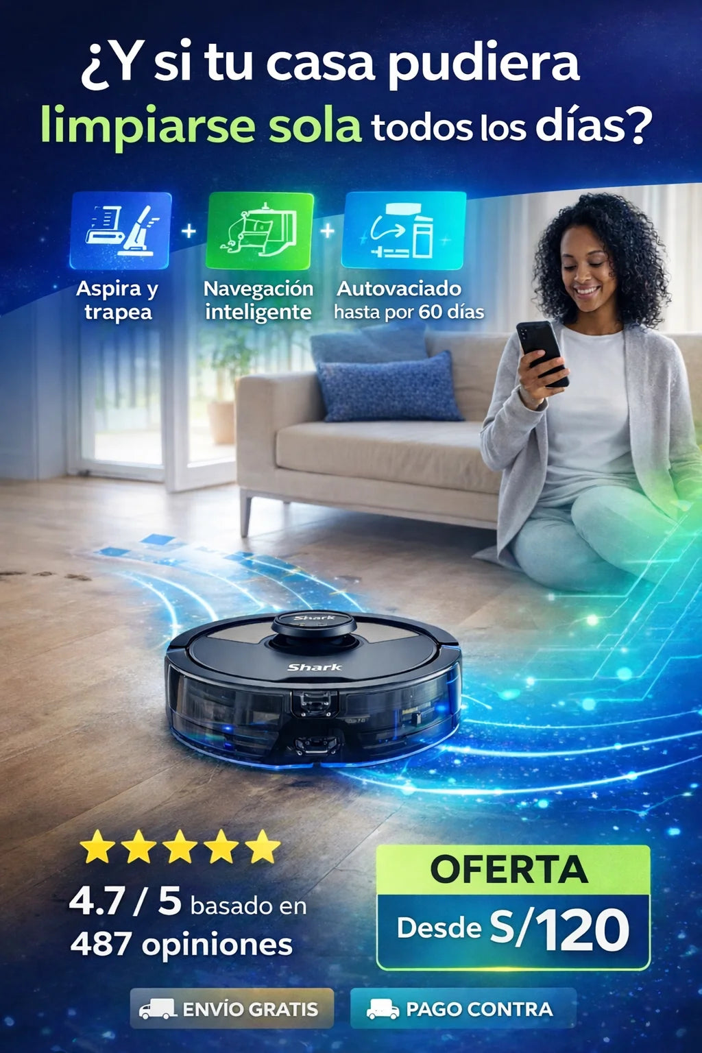 ROBOT ASPIRADORA 3 EN 1 ® - BARRER, ASPIRAR Y TRAPEAR